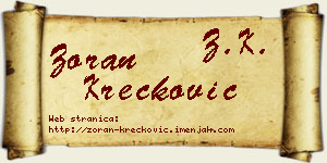 Zoran Krečković vizit kartica